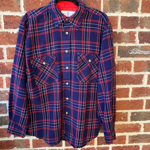 Vtg River Trader 100% Wool Plaid Button Down Shirt Mens M/L - Picture 1 of 3